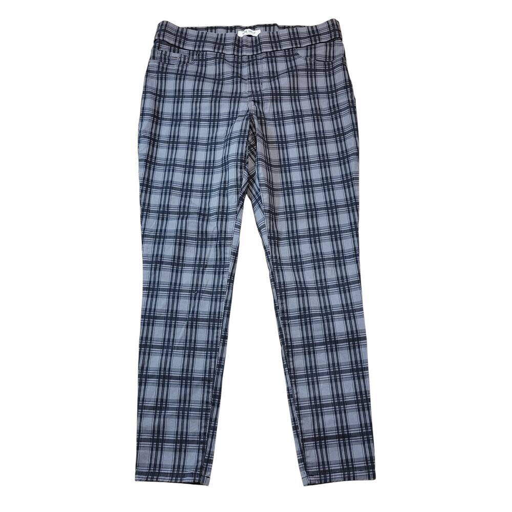 Nine West Jeans Women's Size 12 Gray Black Plaid Stretch Waistband Pants